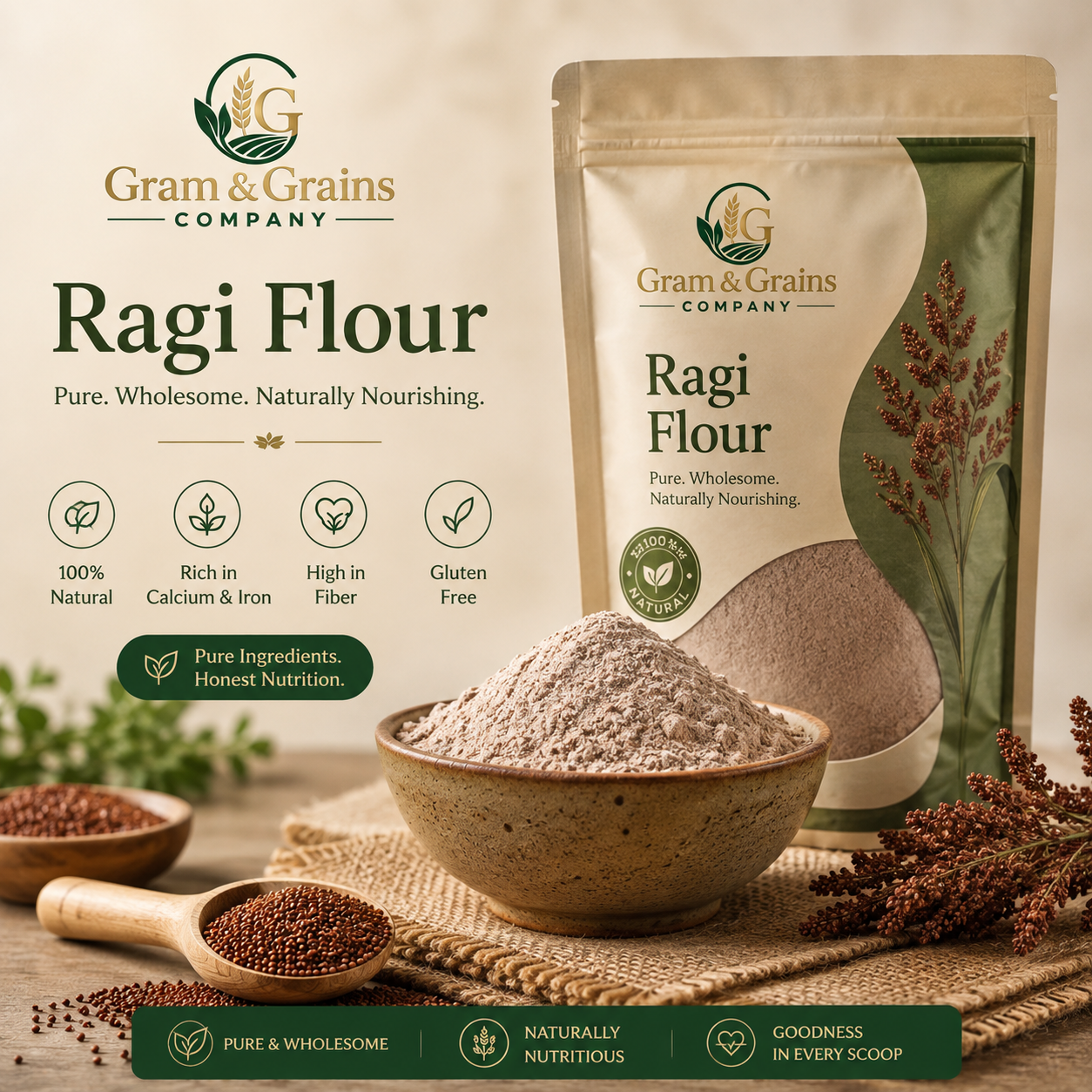 🌾 Gram & Grains Ragi Flour
