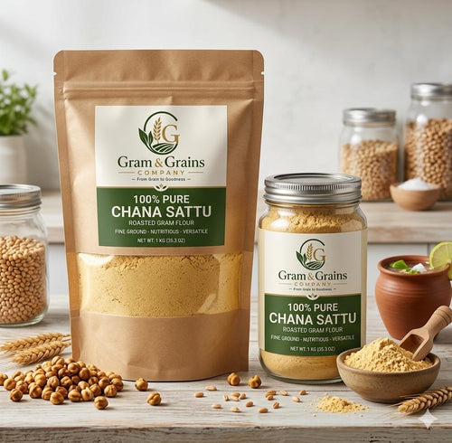 Gram & Grains Organic Chana Sattu powder – traditional roasted chana Sattu

